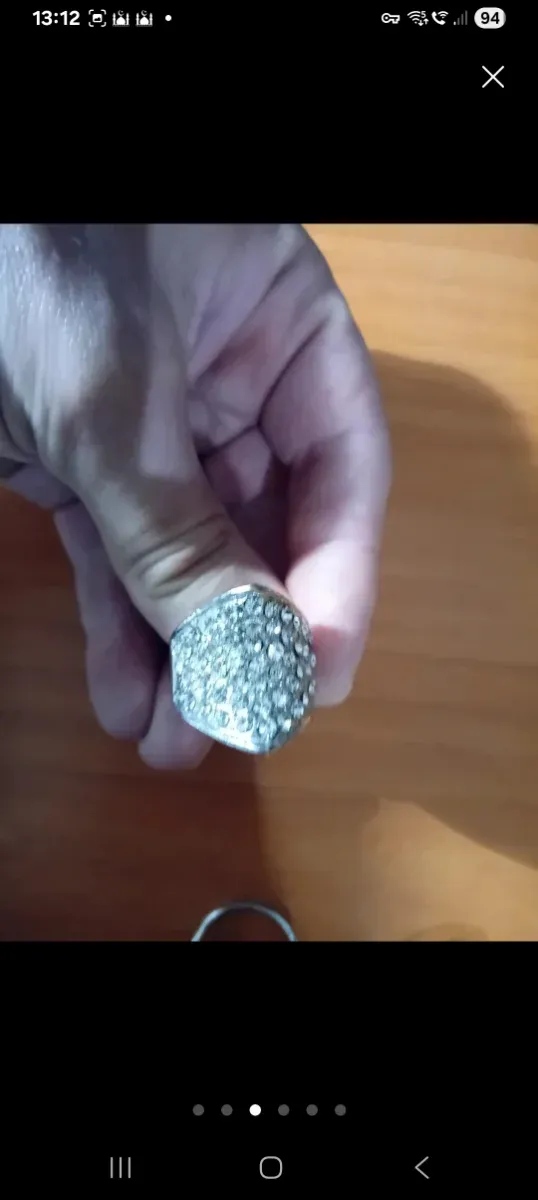 6 Anillos plateados de acero inox con pedrería