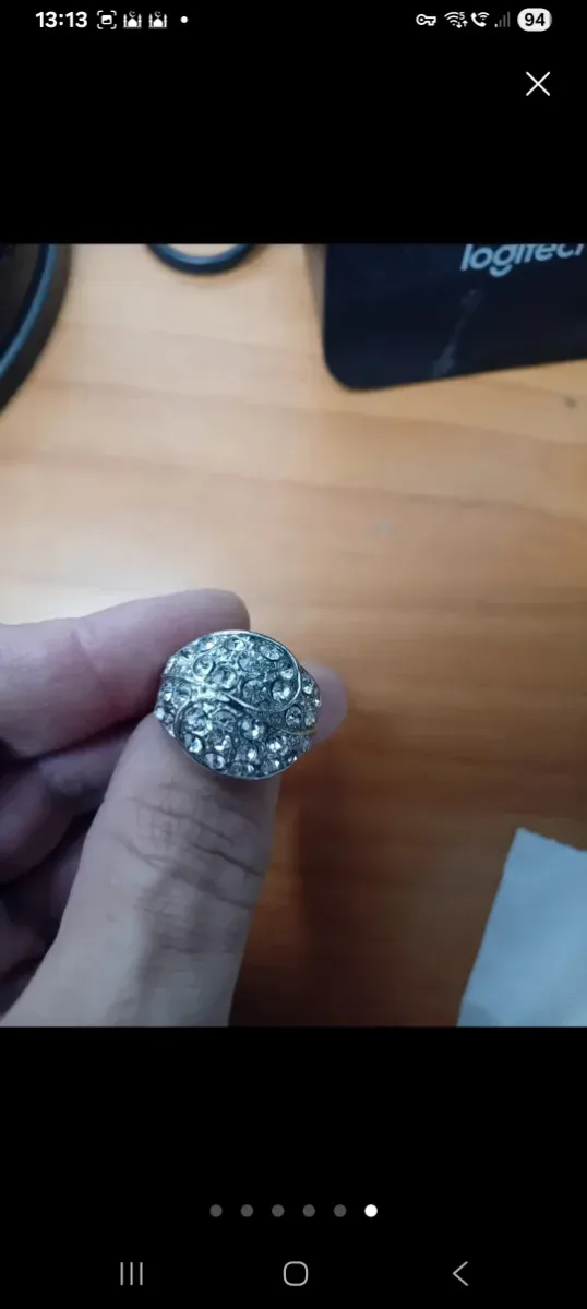 6 Anillos plateados de acero inox con pedrería