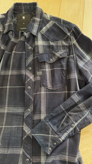 Camisa G-Star RAW cuadros azul y gris