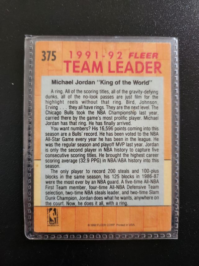 Tarjeta Michael Jordan 1991/92 Fleer