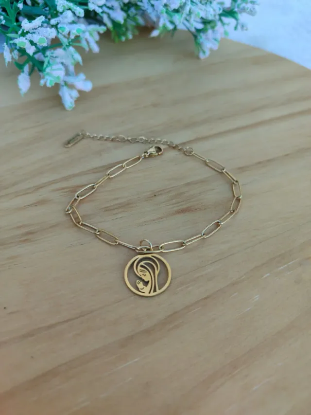 Pulsera Acero Virgen Niña Dorada