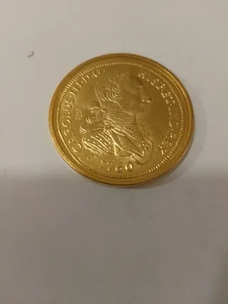 Moneda CarlosIII 1760 acabado en oro 24k