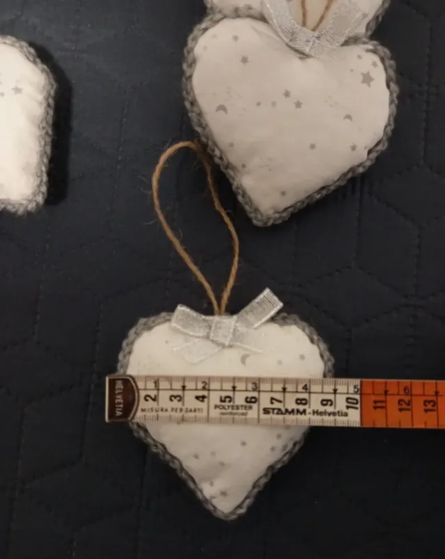 4 Corazones de Tela Decorativos árbol de Navidad