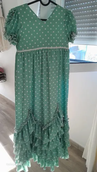 Vestido Flamenca Niña Verde Lunares
