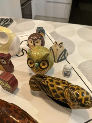 Lote figuras de búhos decorativos