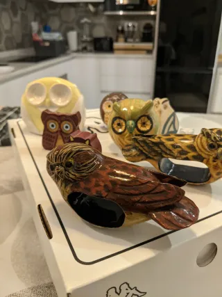 Lote figuras de búhos decorativos