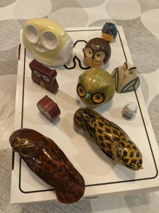 Lote figuras de búhos decorativos