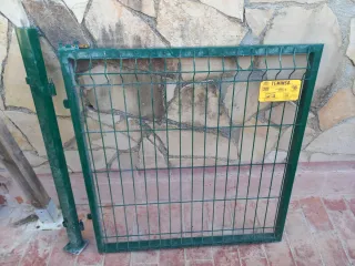 Puerta metálica verde