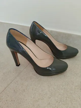 Zapatos de tacón verde grisáceo charol Tacón 10cm