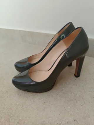 Zapatos de tacón verde grisáceo charol Tacón 10cm