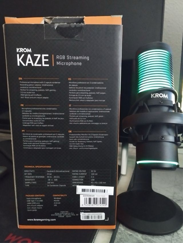 Micrófono Krom Kaze RGB Streaming