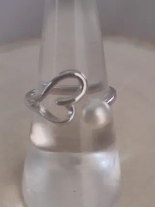 Anillo Corazón Plata Ley Ajustable Perla