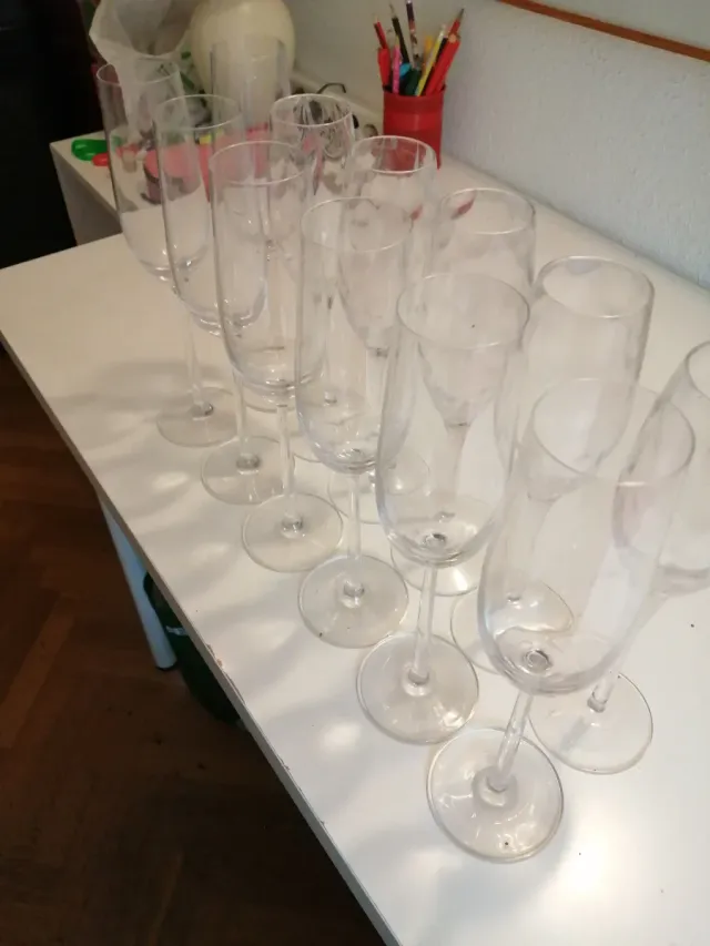 Juego 12 copas cava Bohemia y Viselad