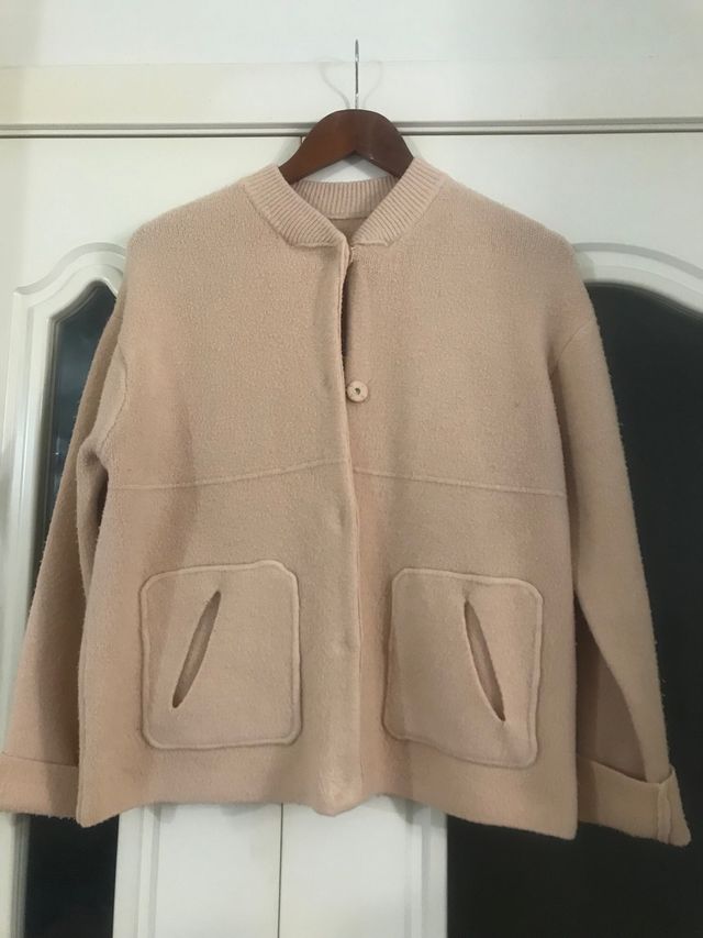 Chaqueta de punto beige/rosa