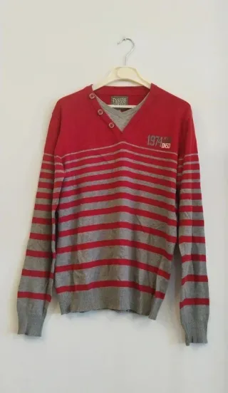 Jersey rayas rojo y gris