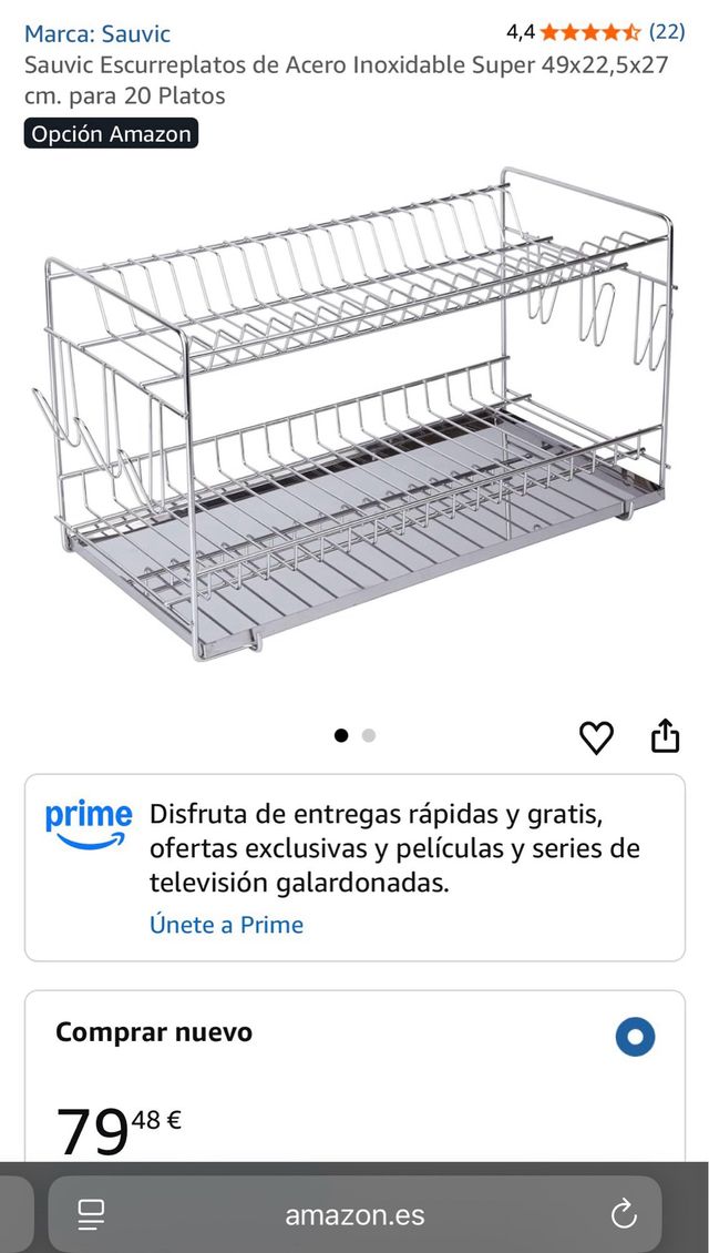 Escurreplatos Acero Inoxidable 2 Niveles