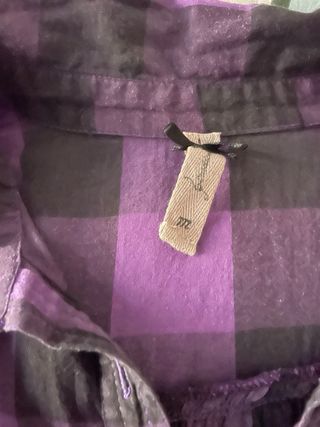 Camisa larga cuadros morado y negro