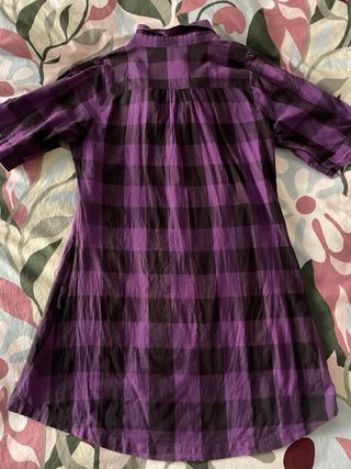 Camisa larga cuadros morado y negro