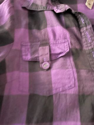 Camisa larga cuadros morado y negro