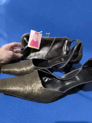 LODI Zapatos y Bolso Fiesta Negro/Dorado