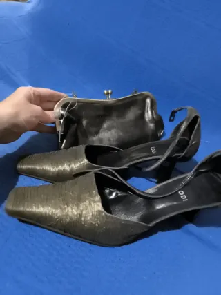 LODI Zapatos y Bolso Fiesta Negro/Dorado