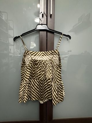 Top Mango Estampado Cebra