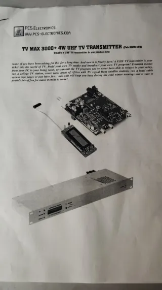 Transmisor TV UHF PCS Electronics MAX 3000+