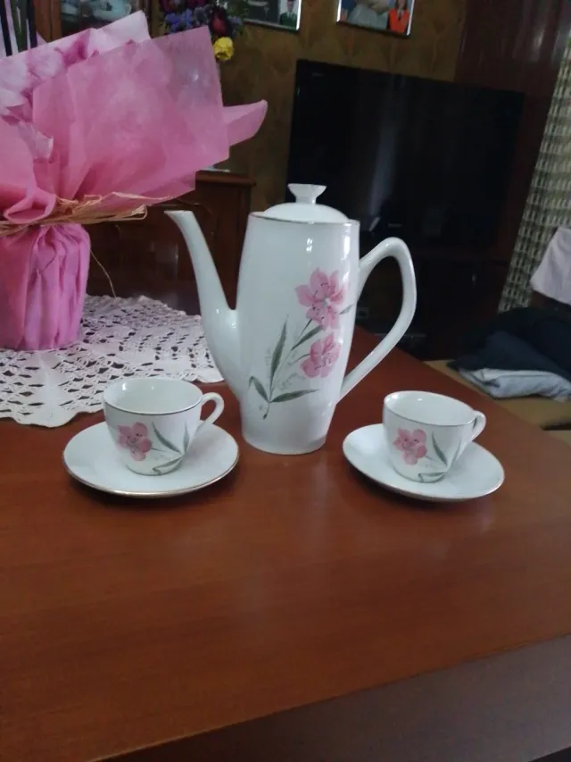 Juego de café vintage floral
