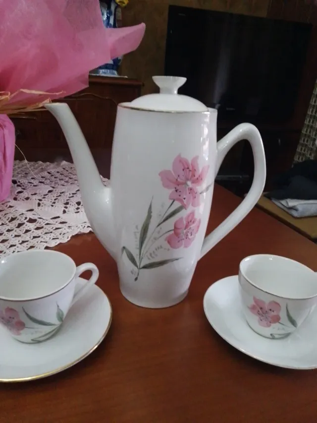 Juego de café vintage floral