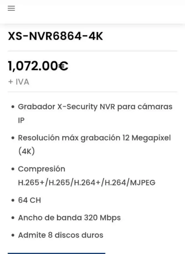 Grabador NVR Profesional XS-NVR6864-4K + Disco