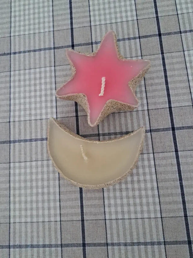 2 Velas Decorativas Estrella y Luna