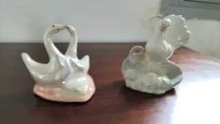 Lote 2 figuras porcelana cisnes y paloma