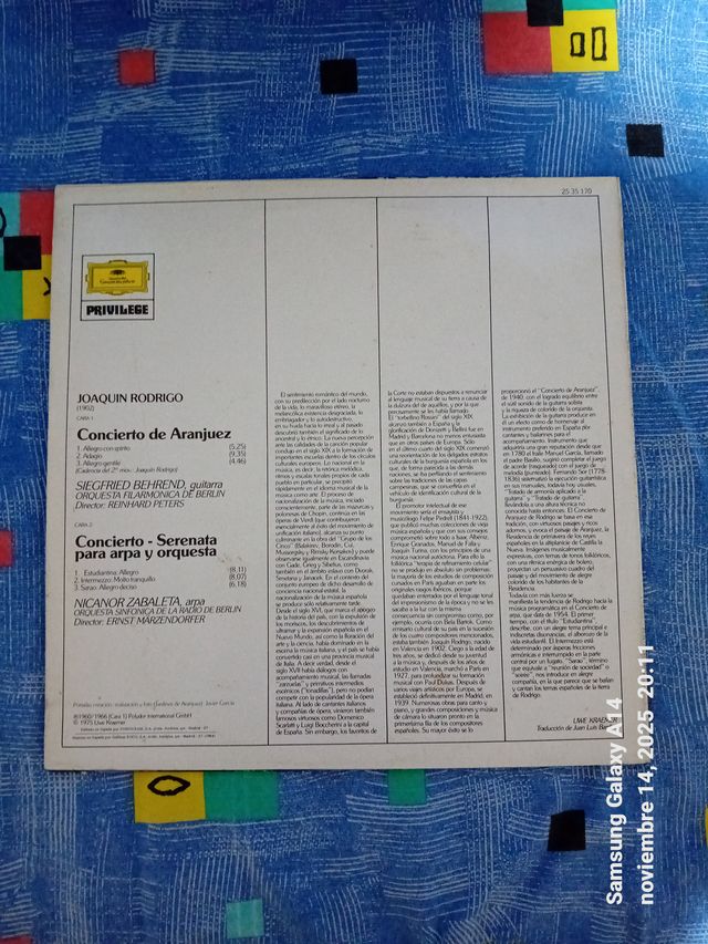Vinilo Rodrigo Concierto de Aranjuez