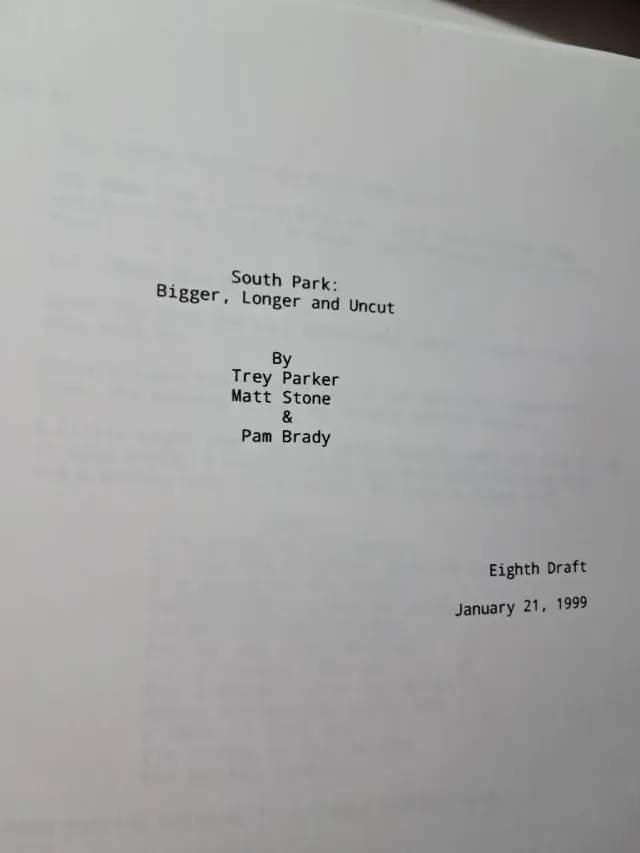 GUIÓN de South Park: Bigger, Longer and Uncut