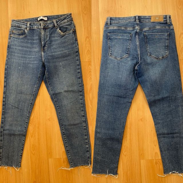 2 Pantalones Pitillo Zara Azul