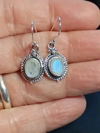 Pendientes Plata Ley Luna Piedra