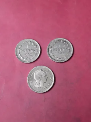1 PESETA EUZKDAI 1937 REUBLICA ESPAÑOLA (3 MONEDAS