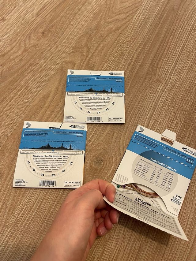 3-Pack Cuerdas D'Addario EJ16 Phosphor Bronze