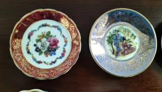 Lote 6 mini platos porcelana decorados