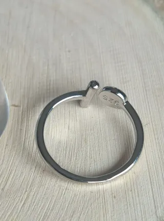 Anillo Plata Ajustable Negro