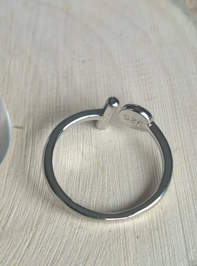 Anillo Plata Ajustable Negro