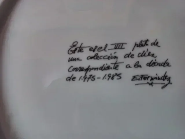 Plato decorativo Restaurante Korynto 1981