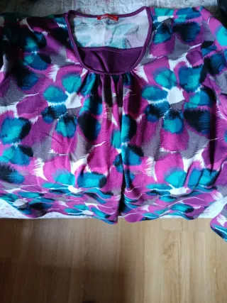 Camiseta manga larga mujer morado y turquesa