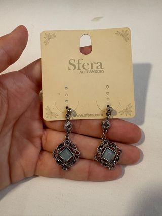 Pendientes Sfera Plateados Azules