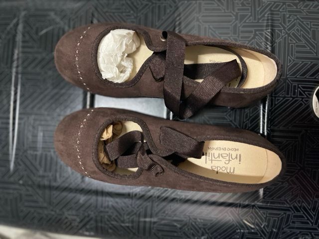 Manoletinas niña Moda Infantil Marrón T.31 Nuevas