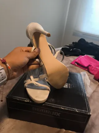 Sandalias tacón alto plateadas T.41