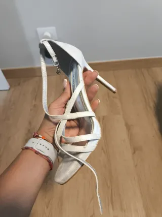 Sandalias tacón alto plateadas T.41