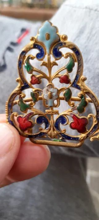 Fibbia vintage dorata smaltata