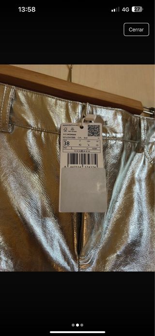 Pantalón Mango plateado