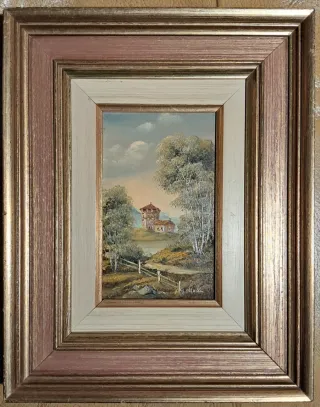 Quadro vintage olio su tavola anni '60/'70